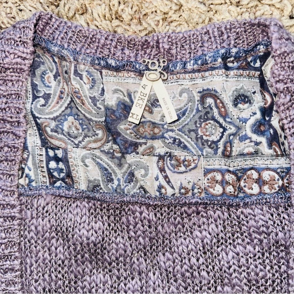 Gimmicks by BKE Boho Cardigan Fringe XL Paisley Print Open Knit Long Sleeve Top - Picture 5 of 5